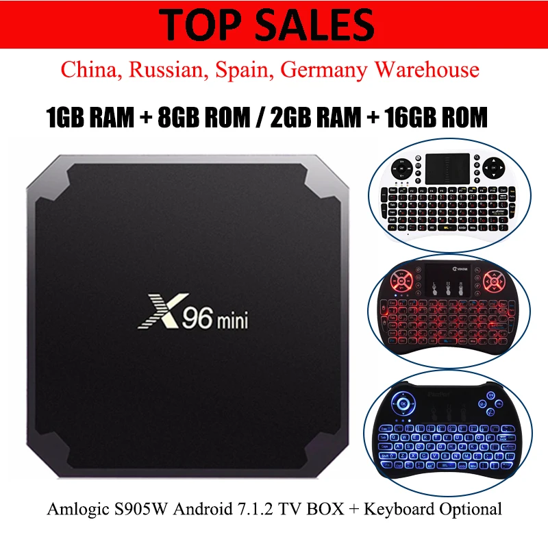 ТВ приставка X96 mini Android 7.1.2 2 ГБ 16 1 8 четырехъядерный процессор Amlogic S905W Suppot H.265 UHD 4K 4