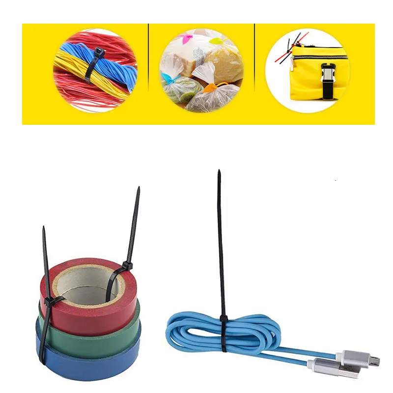 MENFLY 100 шт. нейлоновые кабельные стяжки для улицы черный самоблокирующийся