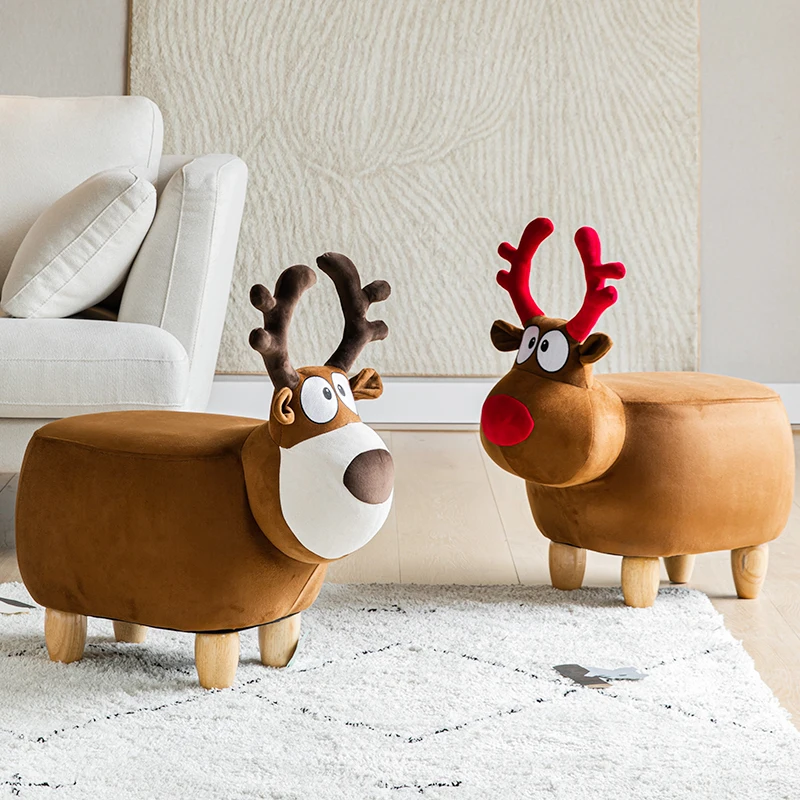 

Creative Christmas Deer Low Stool Children's Stool Animal Modeling Household Door Cartoon Cute Shoe Stool Home decor Accessories
