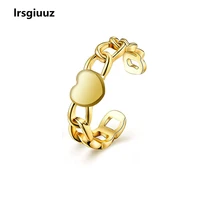 european and american new fashion simple adjustable ring womens trend electroplating 14k real gold heart shaped stainless steel