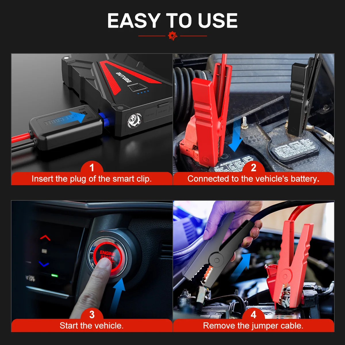 

Car Jump Starter, BUTURE 800A Peak 12800mAh Portable Car Battery Starter (up to 6.0L Gas/5.0L Diesel Engines) Auto Battery Boost