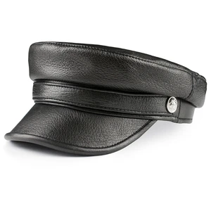 Кепка унисекс из натуральной кожи, в стиле милитари, с плоским верхом, в стиле британского художника, в стиле ретро, темно-синего цвета, 2020