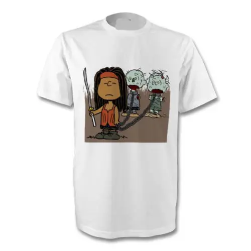 PEANUTS THE WALKING DEAD PARODY TWD t-shirt Новинка футболка с героями мультфильмов для мужчин