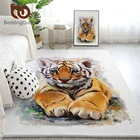 Постельные принадлежности, коврик с тигром, акварельный ковер для гостиной, нескользящий напольный коврик с дикими животными, черно-белые ковры, мультяшный домашний декор