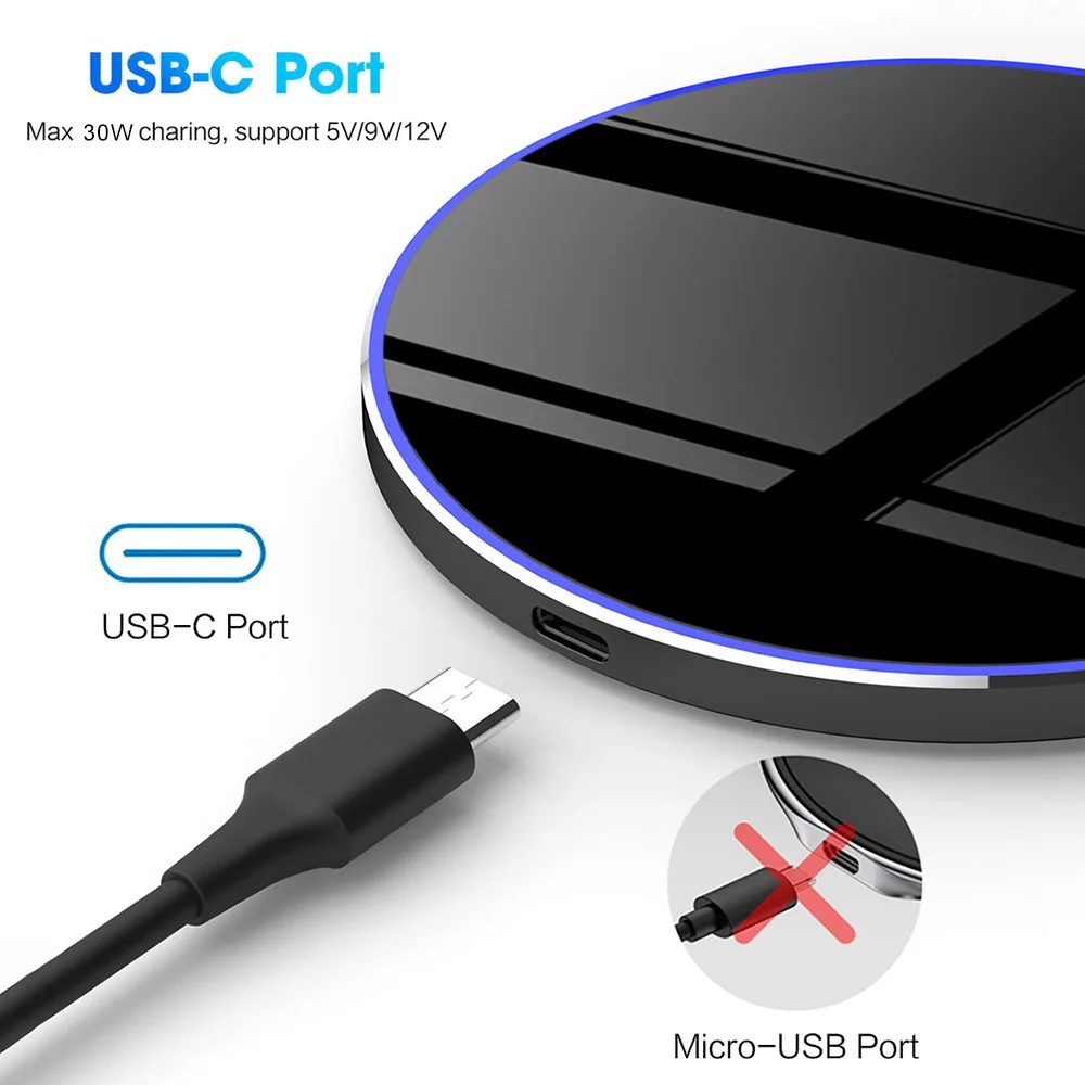 Ceny Bezprzewodowa ładowarka FDGAO 30W Dla IPhone 13 12 11 Pro XS X XR 8 Typ C Indukcyjna Qi Szybka ładowarka Dla Samsung S20 Xiaomi Mi 11