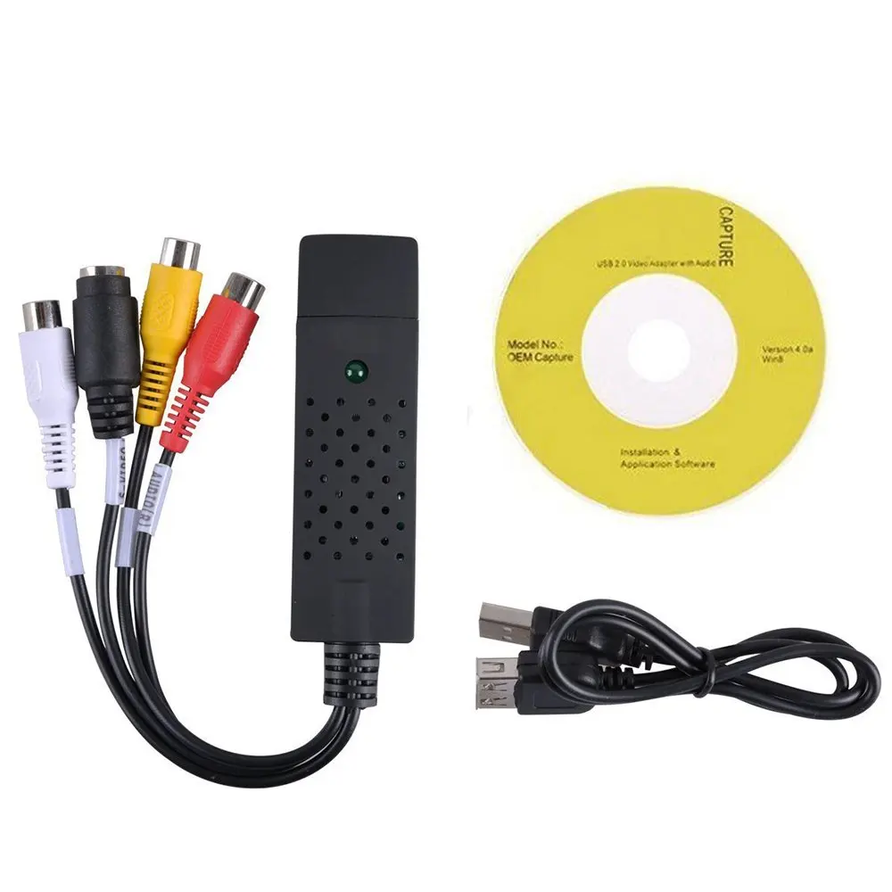 

USB 2,0 карта аудио-и видеозахвата, ТВ-тюнер VHS в DVD, преобразователь видеозахвата для Win7/8/XP/Vista с USB-кабелем