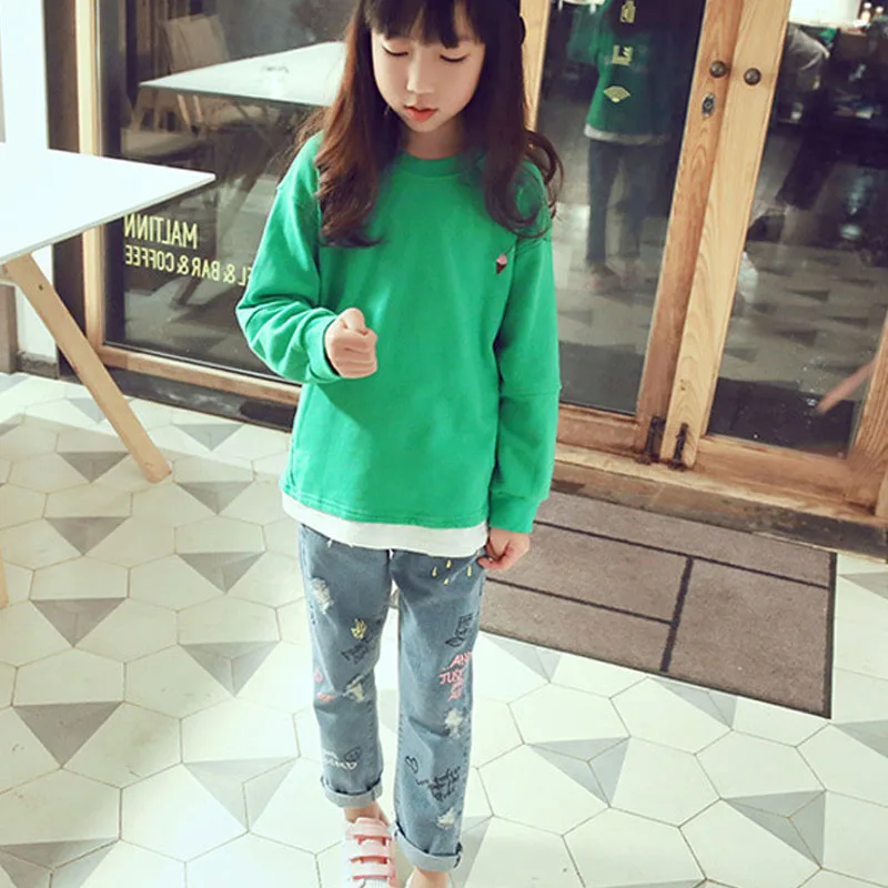 Индивидуальные Повседневные детские джинсы с принтом облака граффити детская