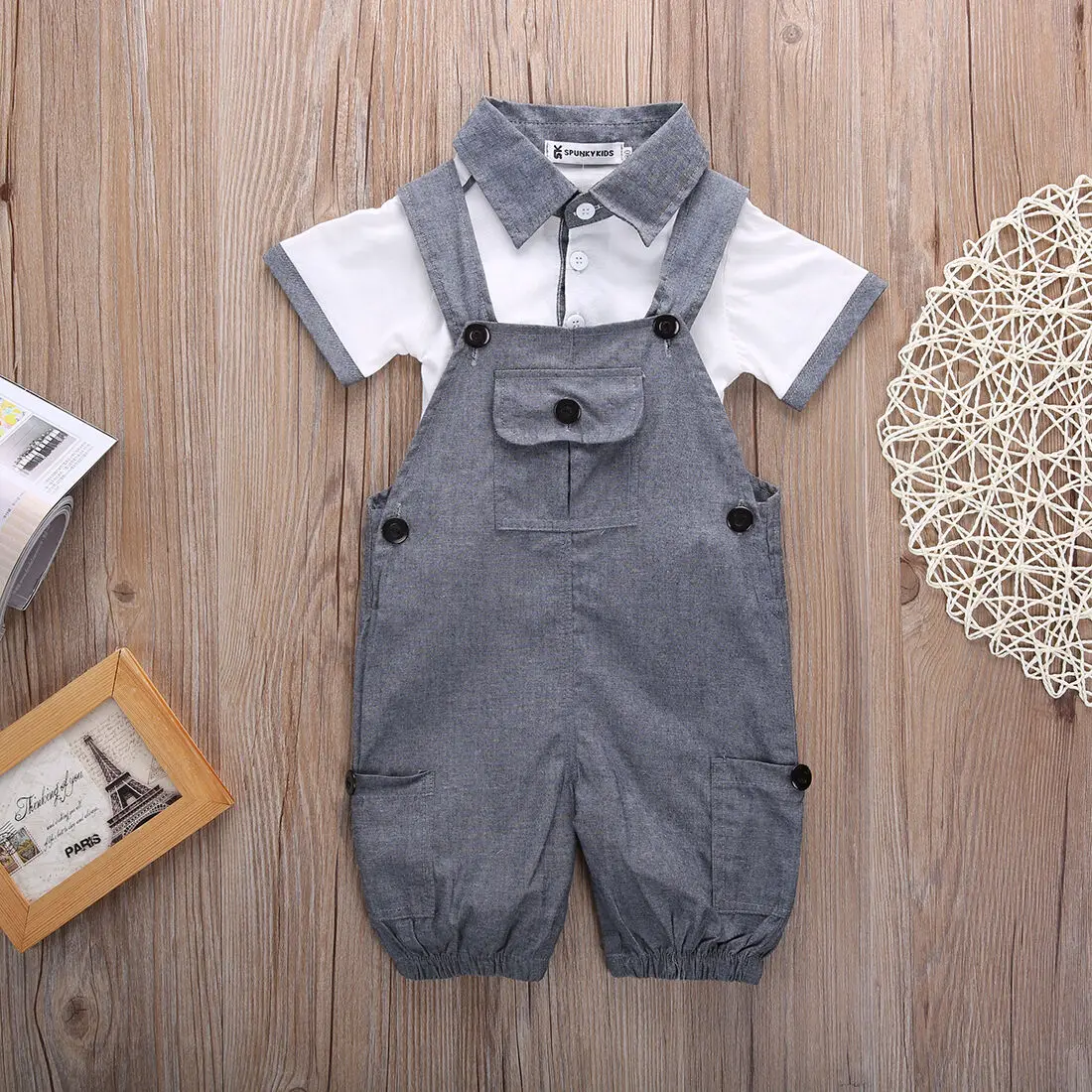 Ropa de caballero para beb&eacute; reci&eacute;n nacido, camisa, Tops, pantalones, conjunto de trajes de 0 a 18M, verano 2020-4
