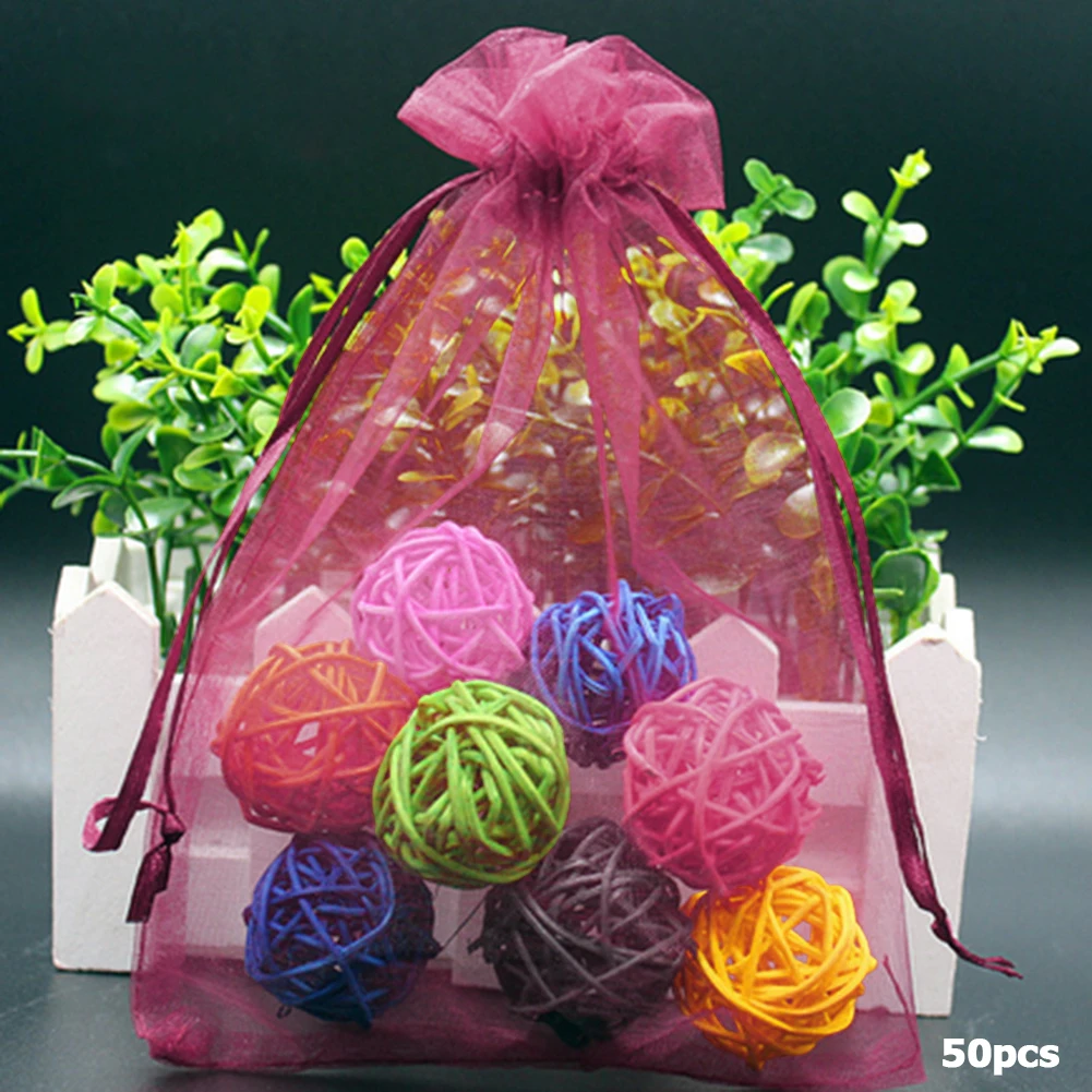 

50pcs Fruits Plant Nursery Bags Grapes Gardening Protection Drawstring Mesh Bag Home Candy Pearl Storage Bag 17x23cm