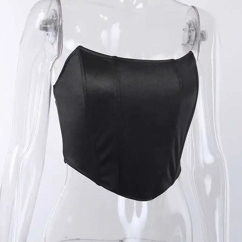 

Sleeveless Off Shoulder Velvet Fashion Sexy Corset Crop Tops Vest Female Underwear Backless Bustier Top Solid
