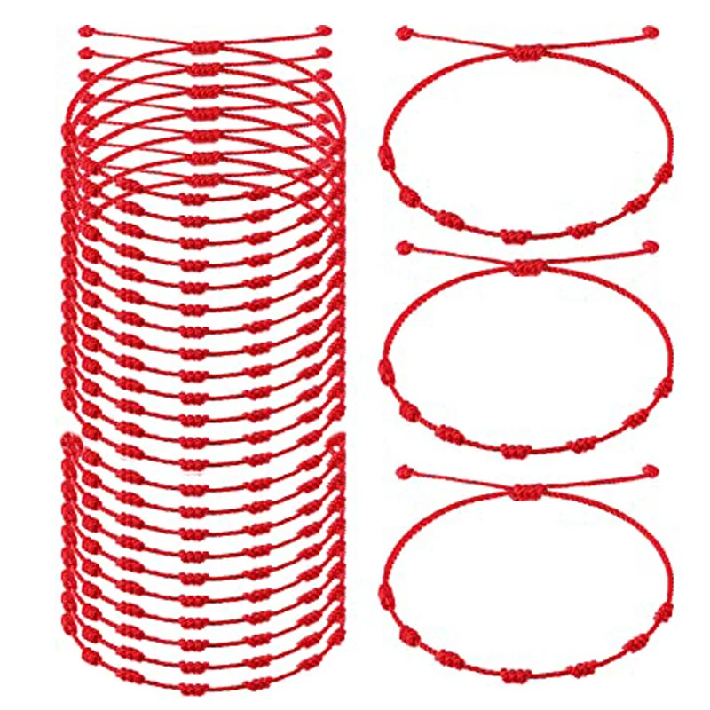 

24pcs 7 Knots Red String Bracelet for Women Men Lucky Amulet and Friendship Handmade Braid Rope Wristband Bracelet Jewelry Gift