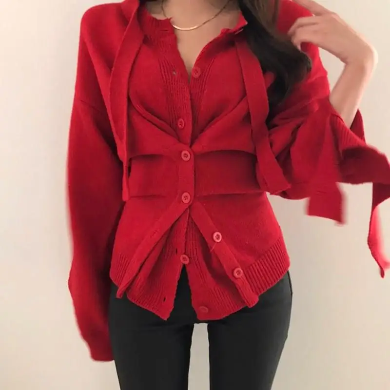 Irregular Flare Sleeve Personality Knitted Tunic Sweater Women Top 2019 Spring Fall Korea Cardigan |