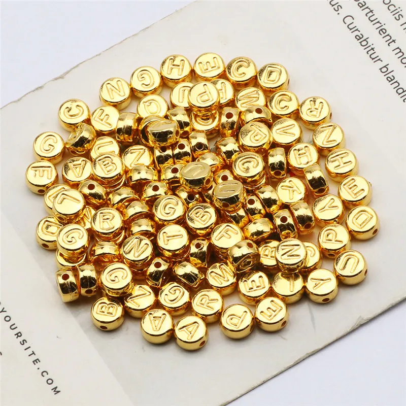 

Golden Letter Beads Acrylic Round Random Alphabet For DIY Handmade Children's Jewelry Necklace Making