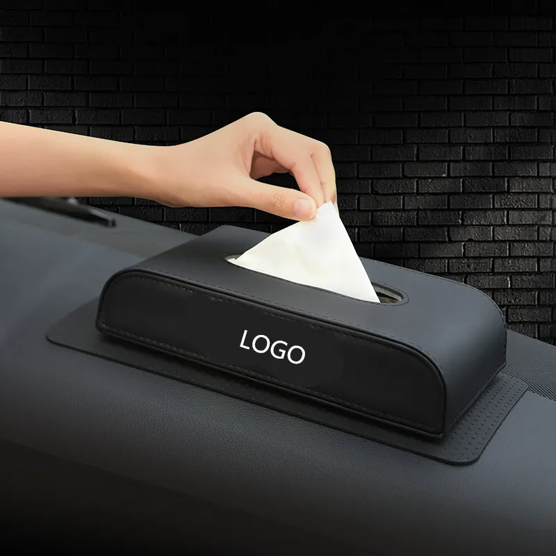 1pcs Car Tissue Box Interior Accessories Boxes Black PU leather Creative design paper boxes FOR Skoda LOGO | Автомобили и