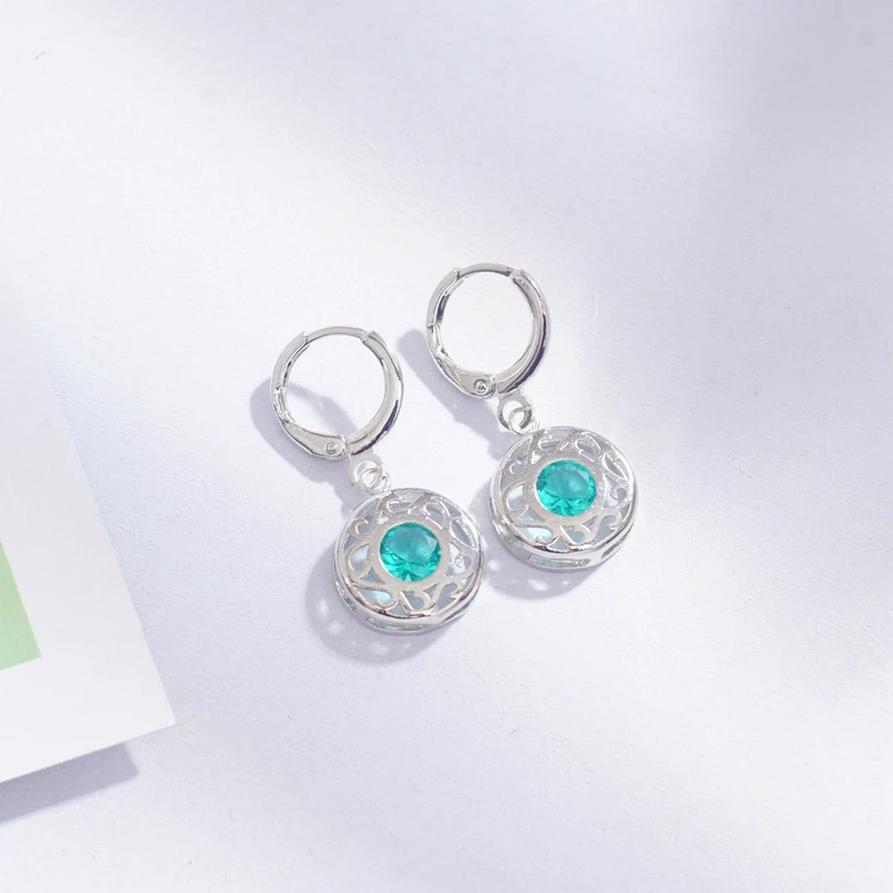 6 цветов винтажные круглые серьги обручи для девушек серебряный цвет Кристалл CZ