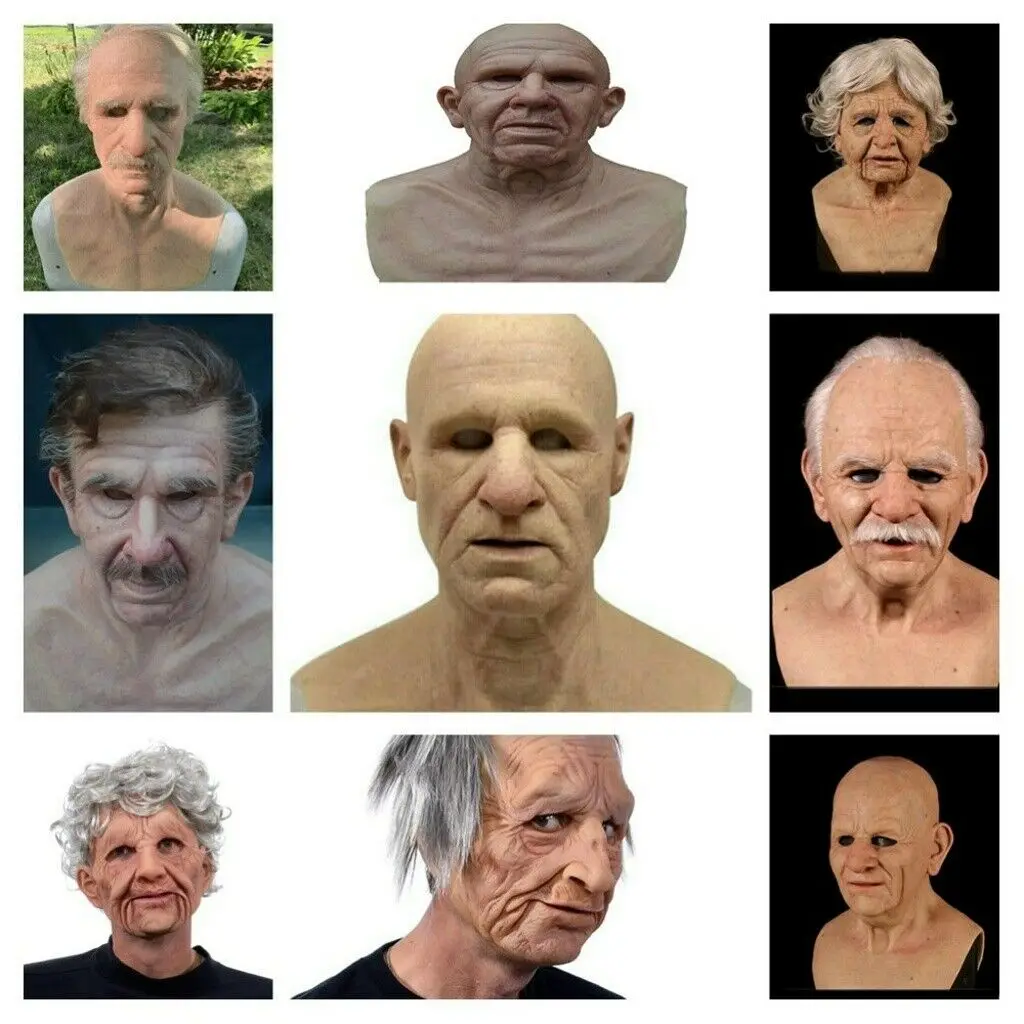 

Halloween Realist Mask Cosplay Wrinkle Old Man Mask Latex Scary Full Head Helmet Man Woman Horror Funny Cosplay Party Mask Props