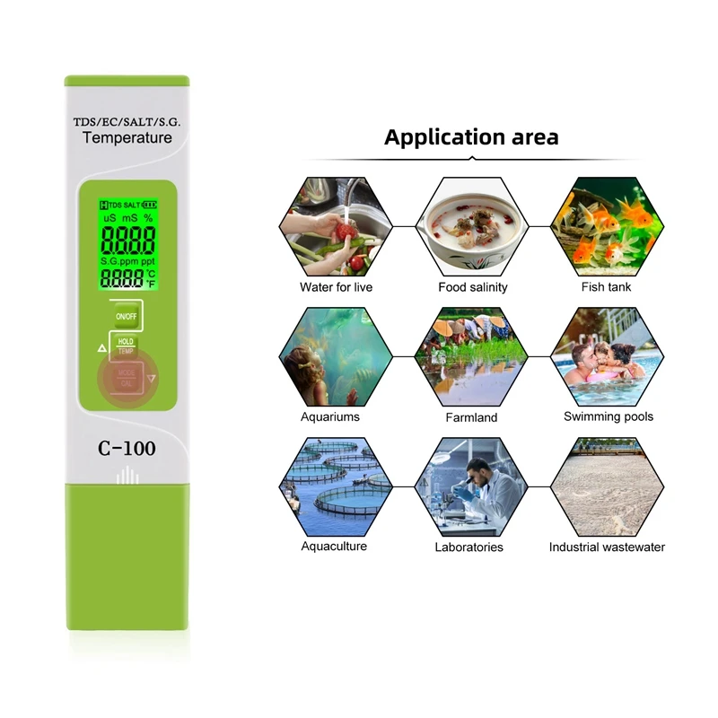 4 в 1 Цифровой тестер воды PH/TDS/EC/соленость/тестер температуры Ручка