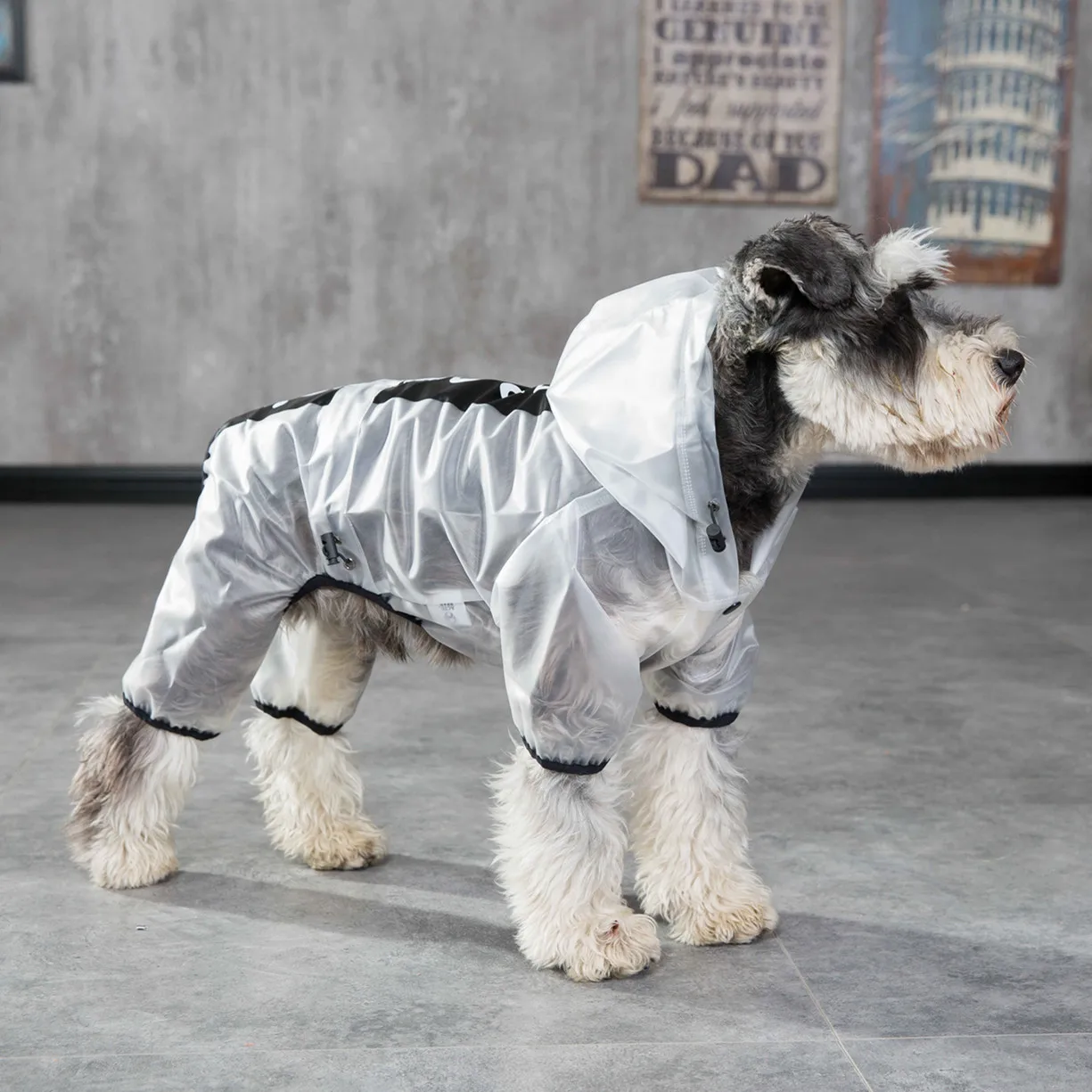 Дождевик для собак с капюшоном непромокаемый костюм полупрозрачный дождевик