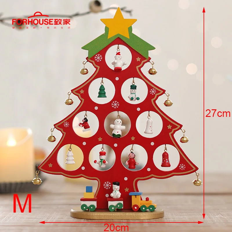 Red-medium size Рождественская елка, креативные DIY деревянные рождественские подарки, мини-фестиваль, вечерние, новогодние, дверные, настенные, для украшения дома, украшения - Цвет: Red-medium size