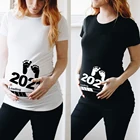 Для загрузки 2021 печатных беременных Футболка для беременных с коротким рукавом Футболка объявление беременности рубашка Новые футболки для мамы, футболки, детская одежда