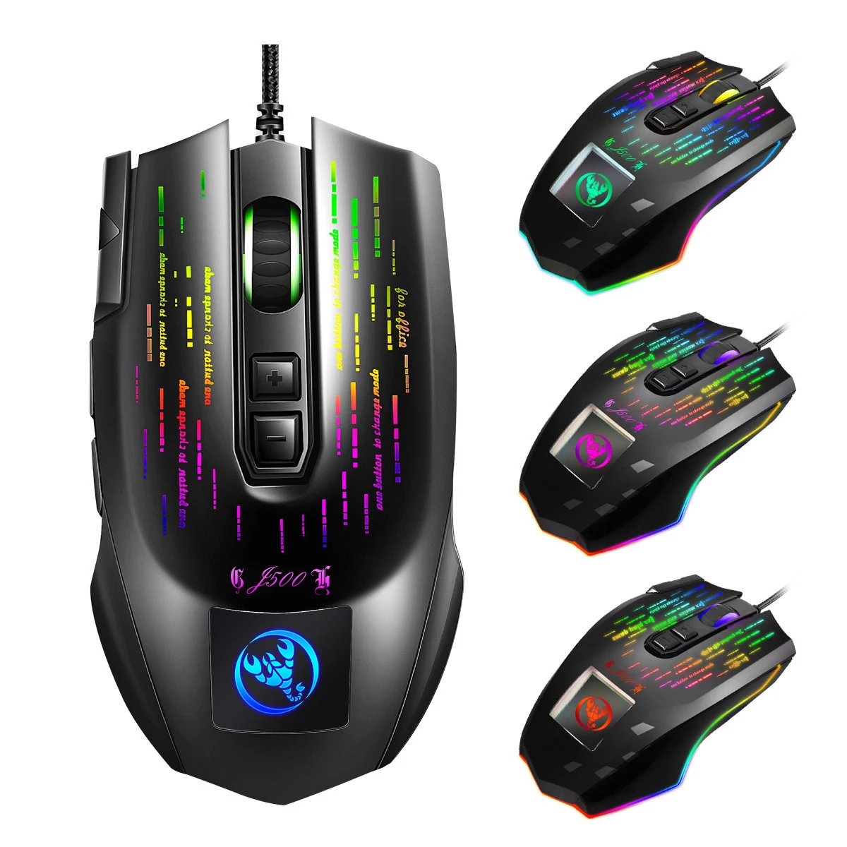 Проводная игровая мышь USB с экраном дисплей Регулируемая 10000DPI RGB подсветка