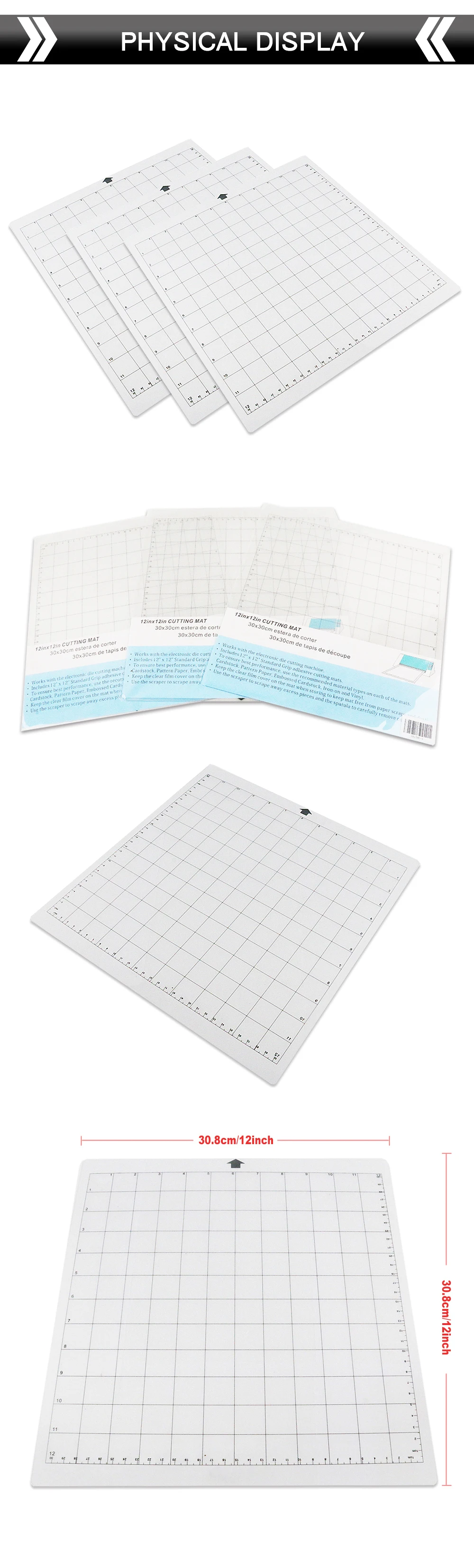 3 шт набор для резки мат для silhouette Cameo 3/2/1 [Стандартный-сцепление, 12x12 дюймов, 2 шт. в упаковке,] клей и липкий Non-slip эластичный к сетке резка коврики