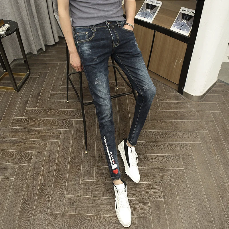 Оптовая продажа 2020 модные джинсовые мужские джинсы трендовые корейские