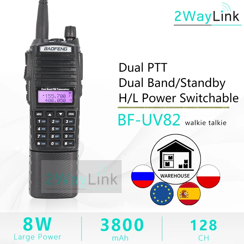 

Baofeng UV-82 8W High Power 3800mAh UV 82 Walkie Talkie 10 KM Baofeng 8W Radio Dual PTT UV-XR UV-9R GT-3TP Ham Radio UV-5R 8W