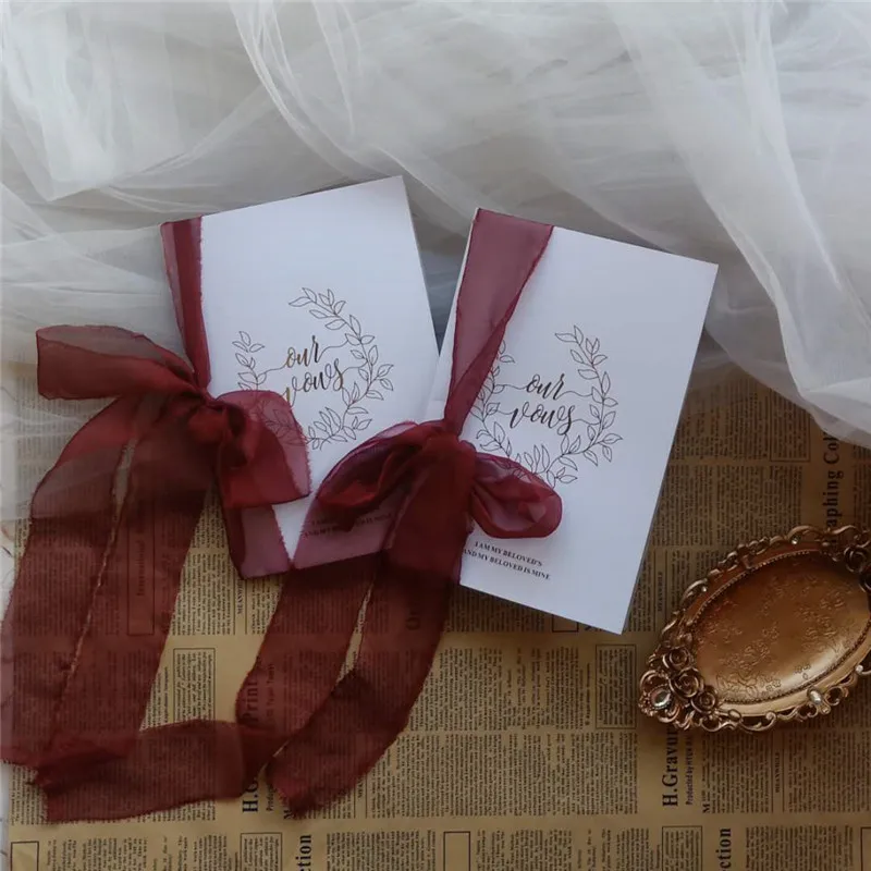 2 шт свадебные открытки с бахромой шифоновая лента винтажные клятвы обновленные