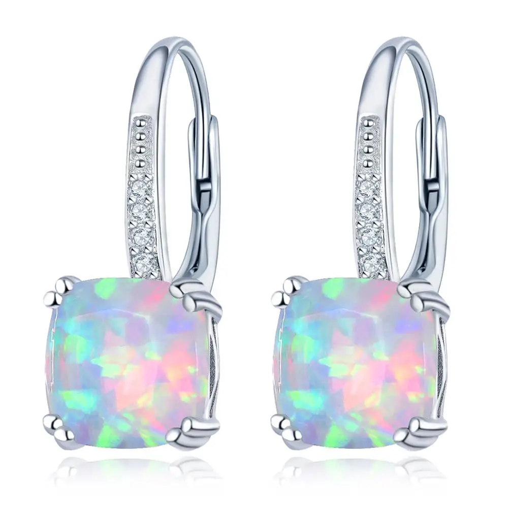 Created Opal Hutang 3.94ct желтый цитриновые серьги 925 пробы серебро 12 натуральный драгоценный камень Изысканные Ювелирные изделия из кристаллов для Для женщин на Рождество - Цвет камня: Created Opal