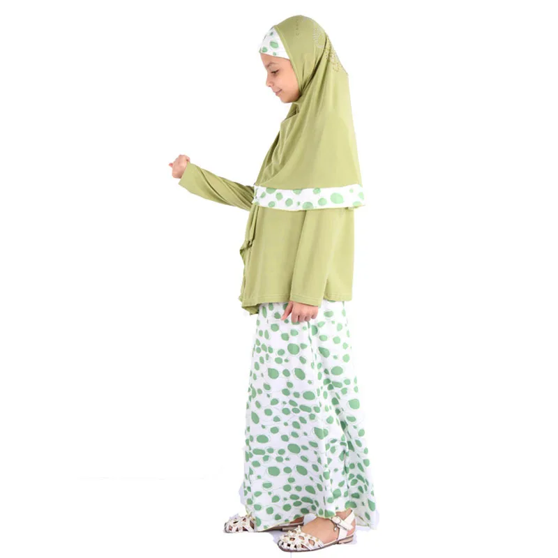 

Ramadan Muslim Girls Abaya Dress 3 Piece Set Hijab Tops Skirts Kids Turkey Prayer Garment Khimar Burka Islamic Moroccan Kaftan