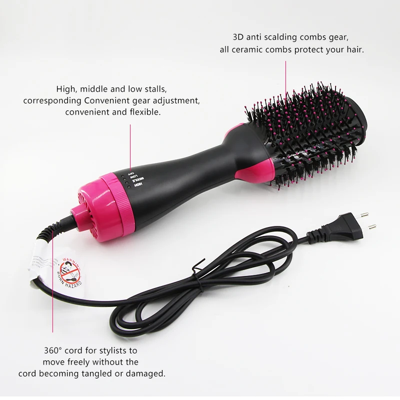 

One Step Hair Dryer Electric Hot Air Brush Multifunctional Negative Dryer brush Negative Ion Generator Hair Straightener Curler