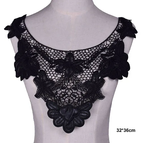 1 шт. черный вышитый воротник Венеция блестки Цветочная вышивка аппликация кружевной вырез воротник аксессуары для одежды Скрапбукинг - Цвет: BW