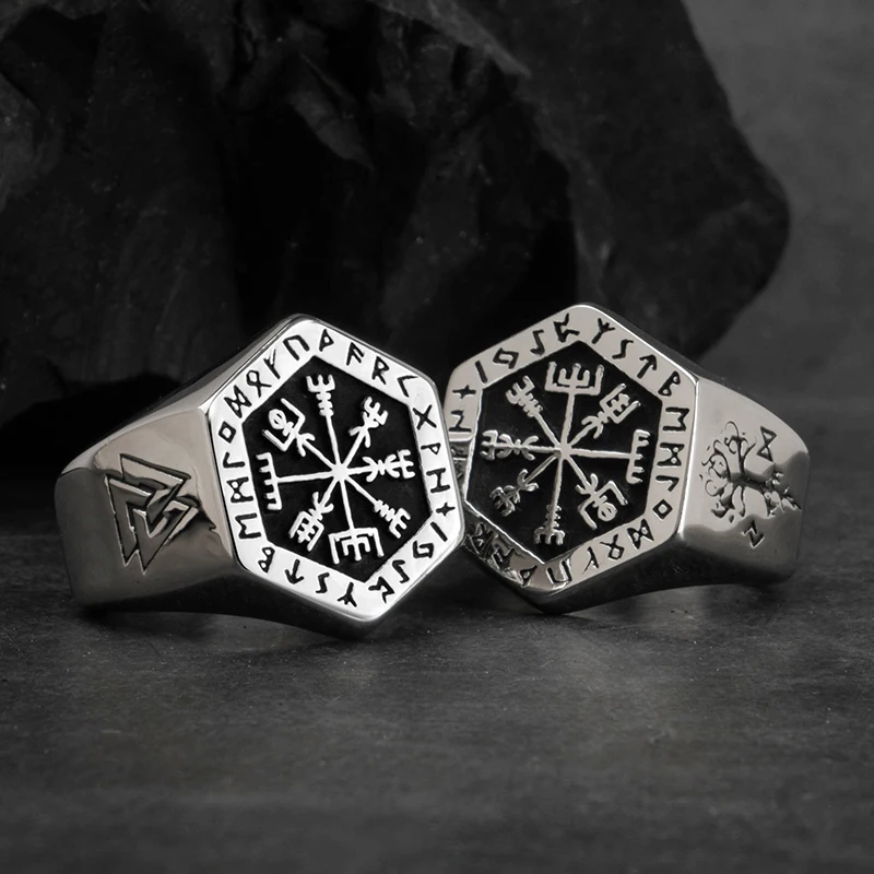 Vegvisir кольца из нержавеющей стали для мужчин Скандинавская мифология Руна викингов индекс кольцо Модные ювелирные изделия