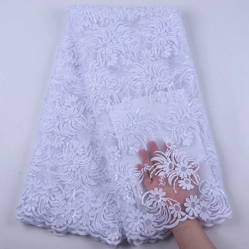 Африканская кружевная ткань 2020 Высокое качество чистый белый французский Тюль с