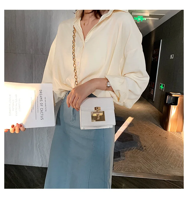 2019 новая маленькая квадратная мини сумка с перекрестным замком через плечо|Сумки