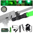 Водонепроницаемый зеленый светильник онарь XM-L Q5, светодиодный тактический фонарь, уличный охотничий фонарь с креплением для винтовки на 1 батарее 18650