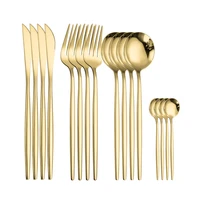 gold cutlery set stainless steel tableware set kitchen set dinnerware forks knives spoons gold cutlery eco friendly flatware
