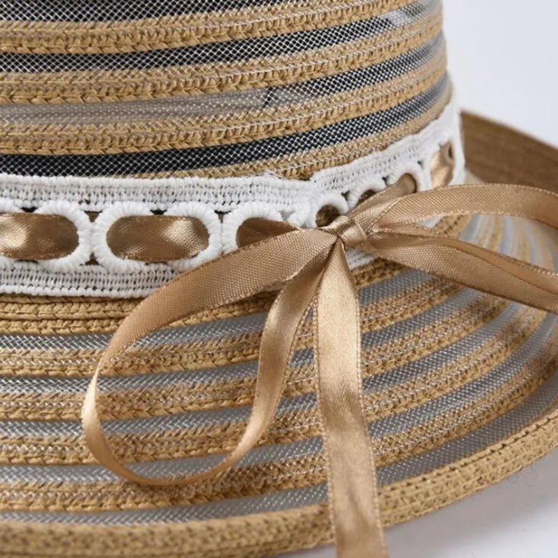 

SHALUOTAOTAO 2020 New Women's Summer Hat Fashion Crimping Mesh Stripes Bucket Hats Outdoor Travel Leisure Beach Hat Tide Cap