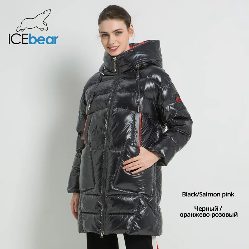 ICEbear2019 Новая зимняя женская куртка с капюшоном Женское пальто мода женская одежда высокого качества хлопок одежда бренд одежды GWD19504I - Цвет: G901-3
