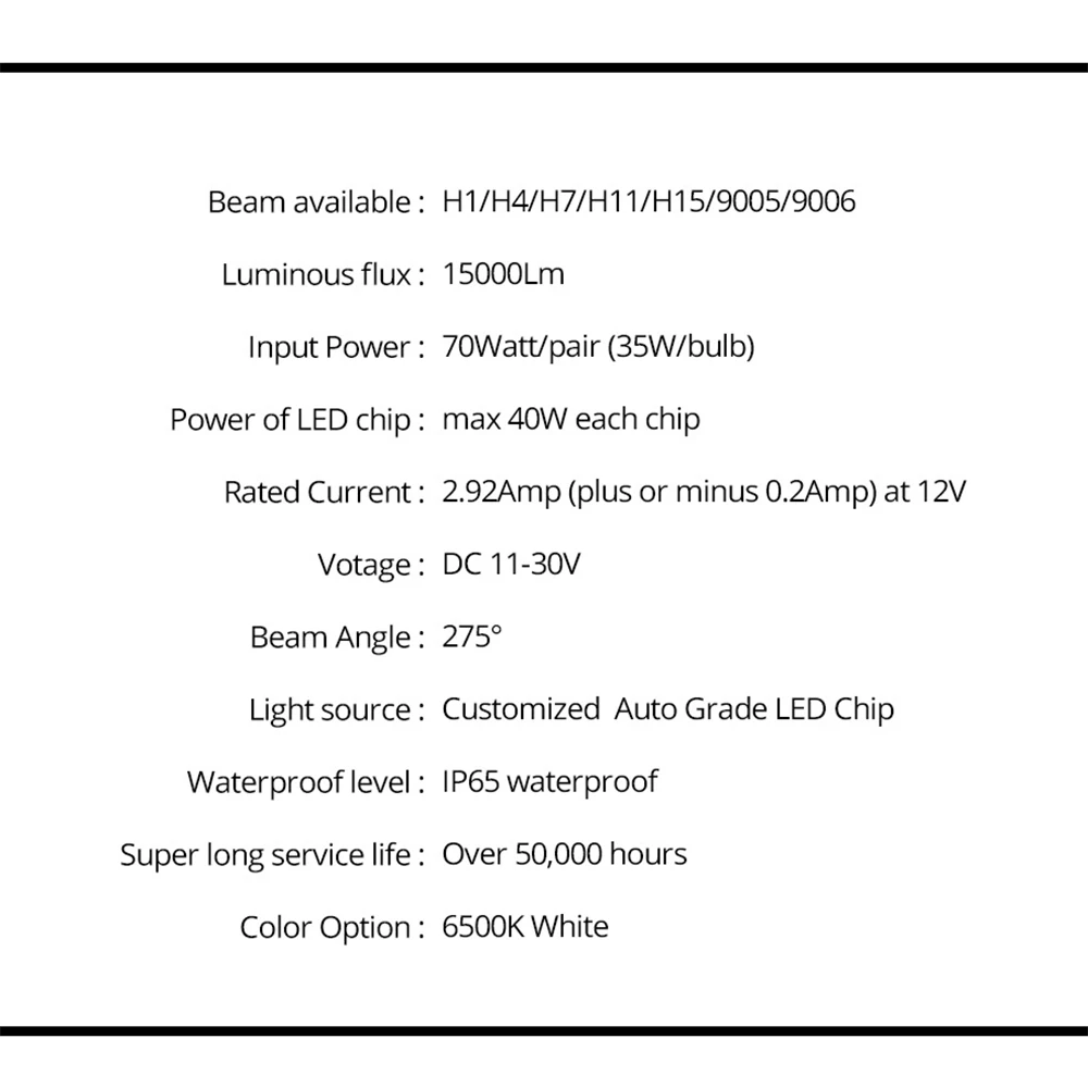 

Car Headlight Auto fog Light 15000Lm 6500K LED Bulb H1 H11 H15 9005 H7 car accessories H4 car led headlight car product
