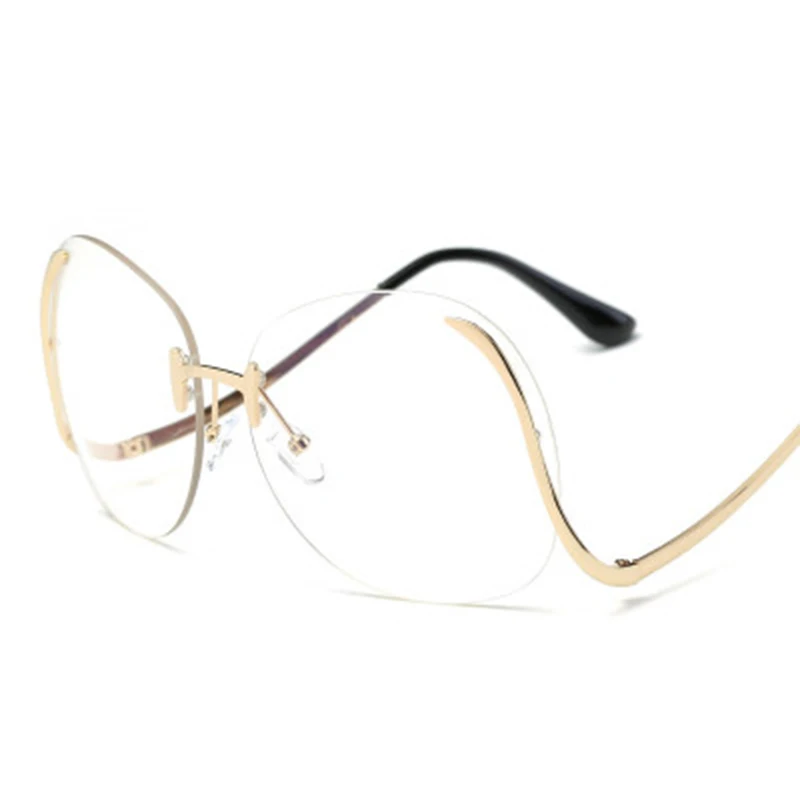 

Luxury Frameless Ocean sunglasses Bent leg Square sun glasses Metal color brand design glasses 2020 Oculos De Sol Feminino UV400