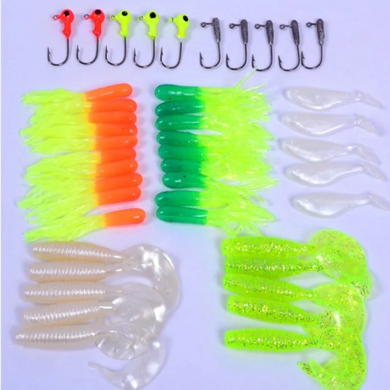 Рыболовная Приманка в виде червяка FISH KING 35 шт. джиг с головкой и крючком набор из 10