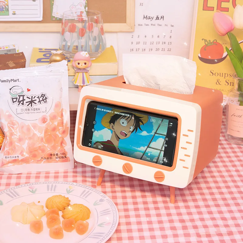 

Creative TV Tissue Box Household Kitchen Tissue Storage Box Living Room Drawer Multifunctional Mobile Phone Shelf