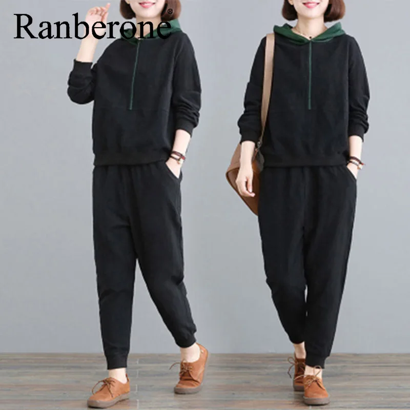 Autumn Winter Tracksuit Two Piece Set Women's Hooded Sweatshirt And Pants 2PCS Outfits Female Casual Woman Jogger Sport Suit