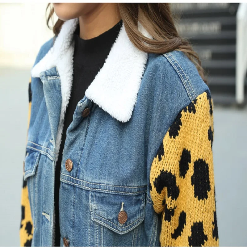 

Winter 2021 Denim jacket with extra thick denim jacket, lady's cotton dress, lamb down jacket with spliced wool sleeves