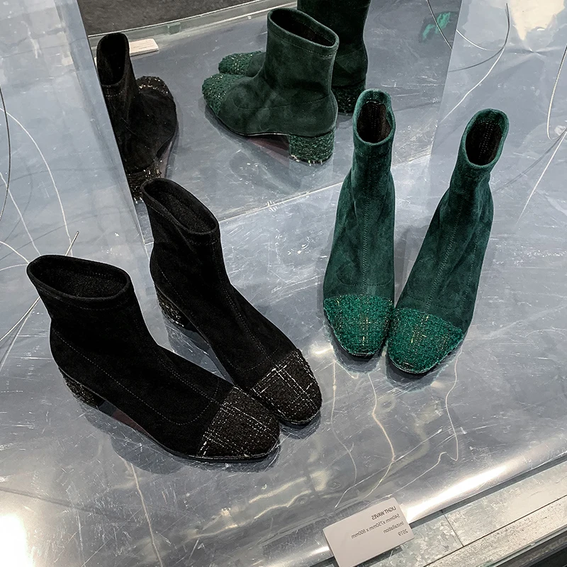 Роскошные Дизайнерские тканевые зимние сапоги с блестками женские пастельные