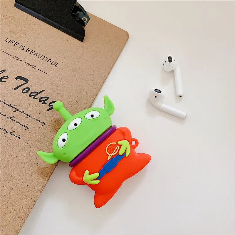 Чехол для наушников с Bluetooth, аксессуары для airpods, защитный чехол, Сумка с кольцом для защиты от потери, милый мультяшный силиконовый 3D дизайн - Цвет: Alien 5