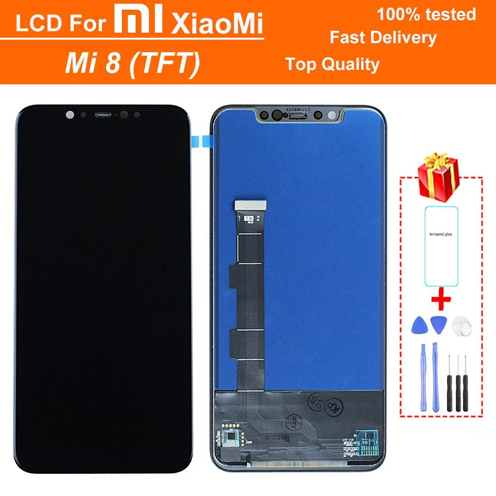 

100% протестированный ЖК-дисплей TFT 6,21 "Mi 8 для Xiaomi Mi 8, ЖК-дисплей с сенсорным экраном и дигитайзером в сборе, с заменой рамки дисплея