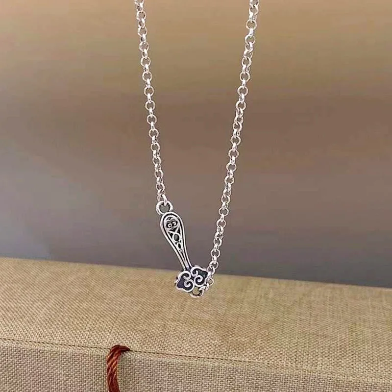 

Retro Chinese Style Ruyi Pendant Universal Clavicle Chain MeibaPJ Real S925 Sterling Silver Exquisite Gift Jewelry